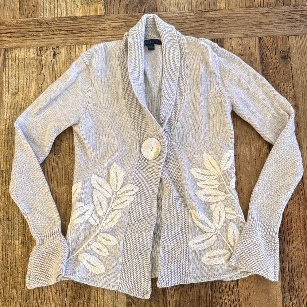Boden Wool Blend Embroidered Knit Cardigan size 10